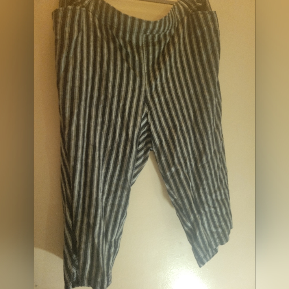 Black/Gray striped Crop Pants Size 24